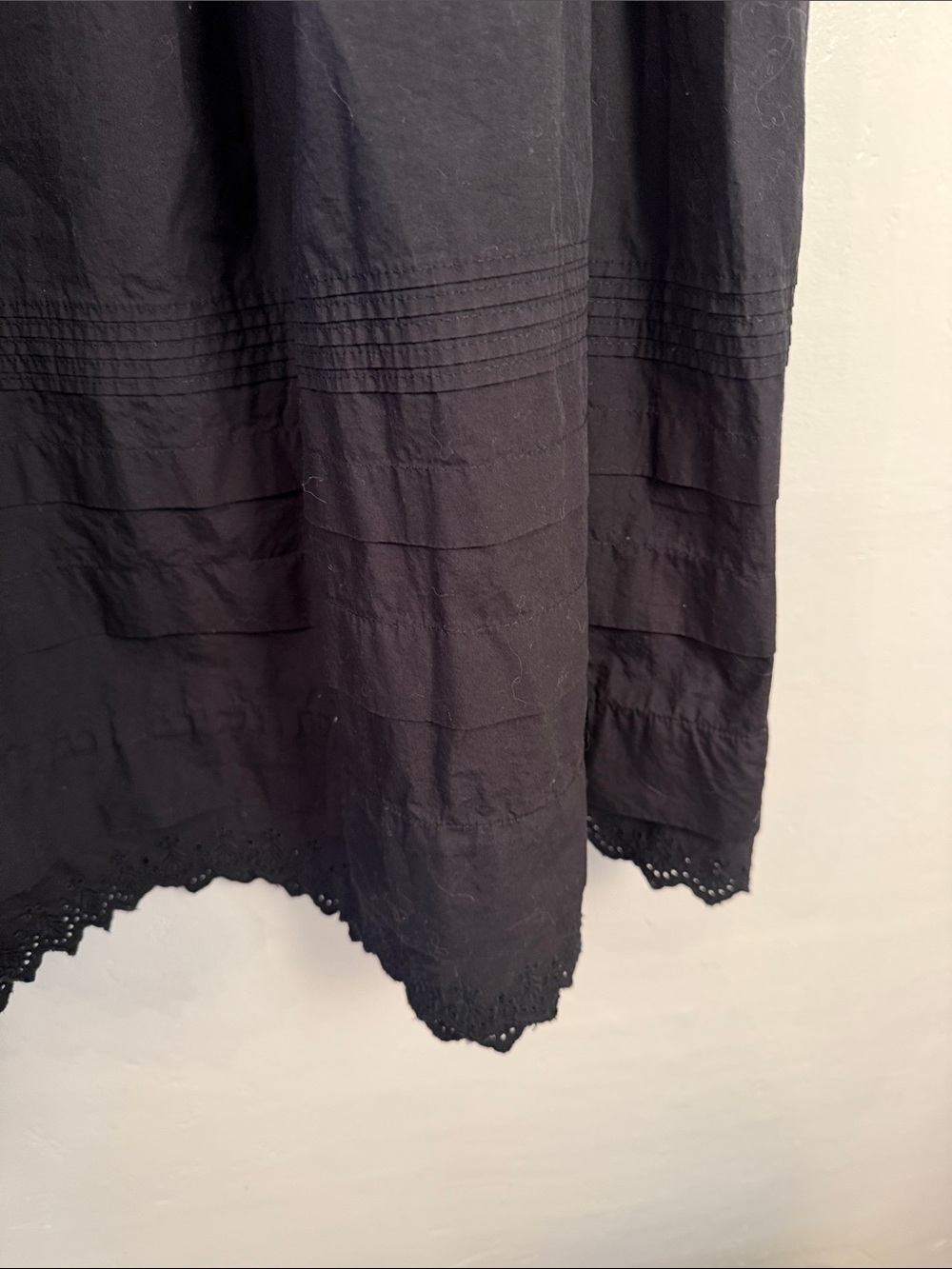 Quince Black Tiered Midi Skirt with Lace Trim - Picture 4 of 11
